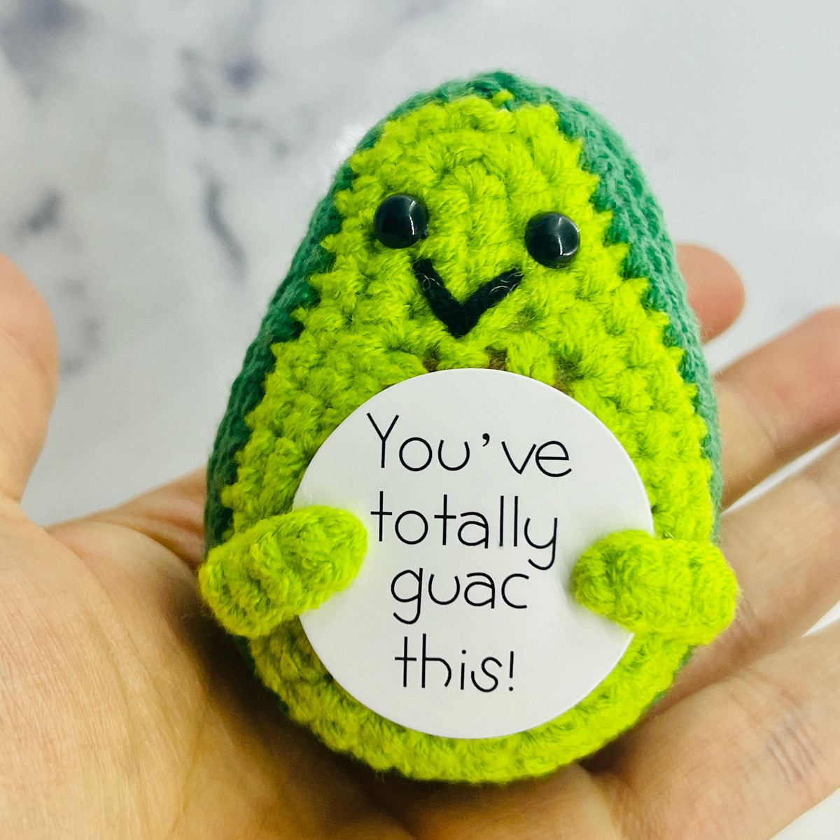 Positive Avocado Crochet Pocket Hug