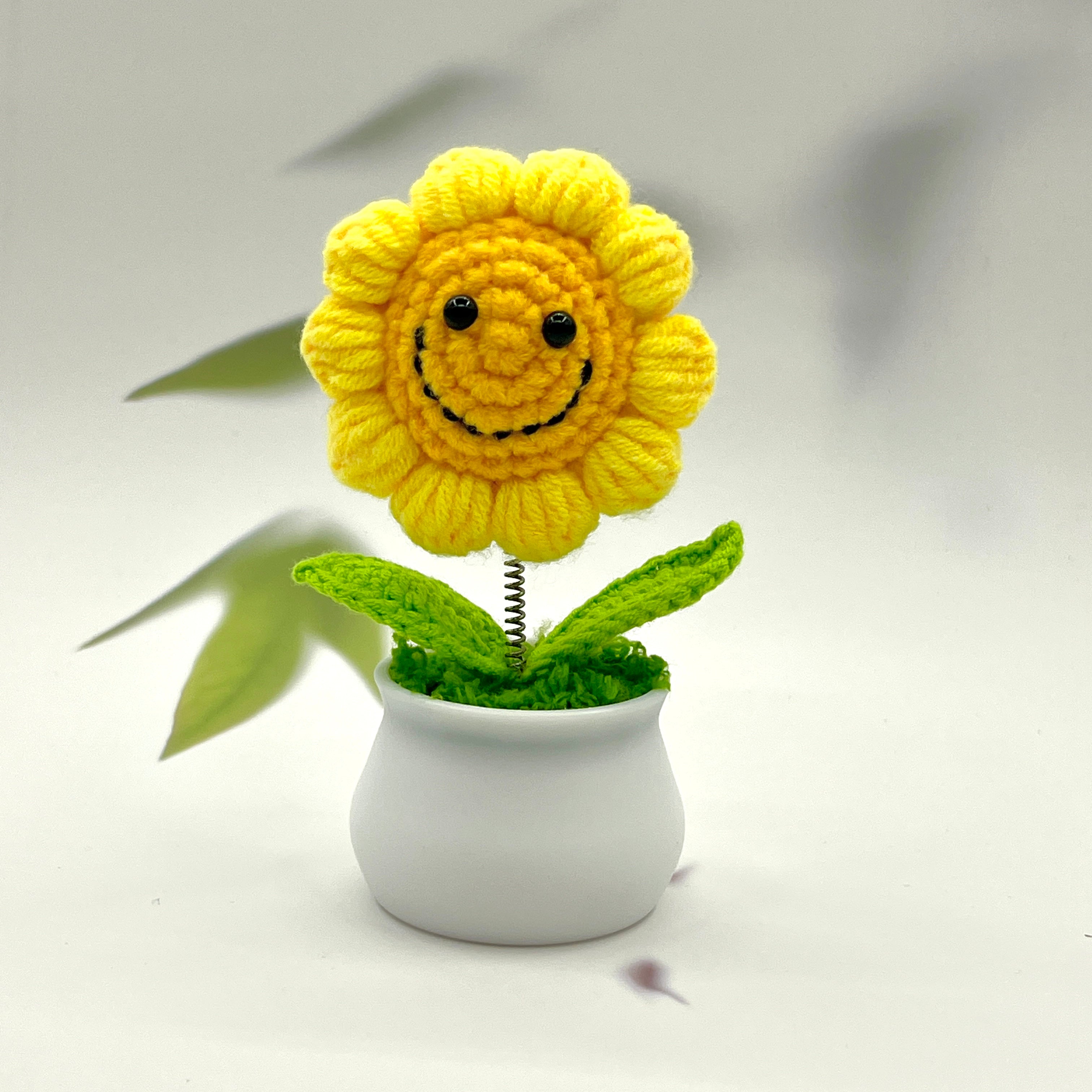 Crochet Sunflower in White Pot