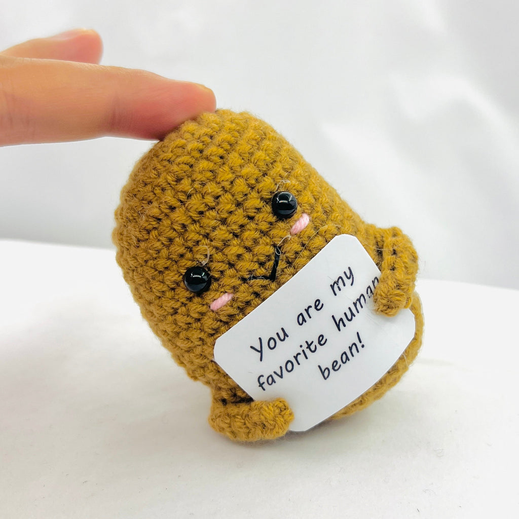 Positive Coffee Bean Crochet Pocket Hug