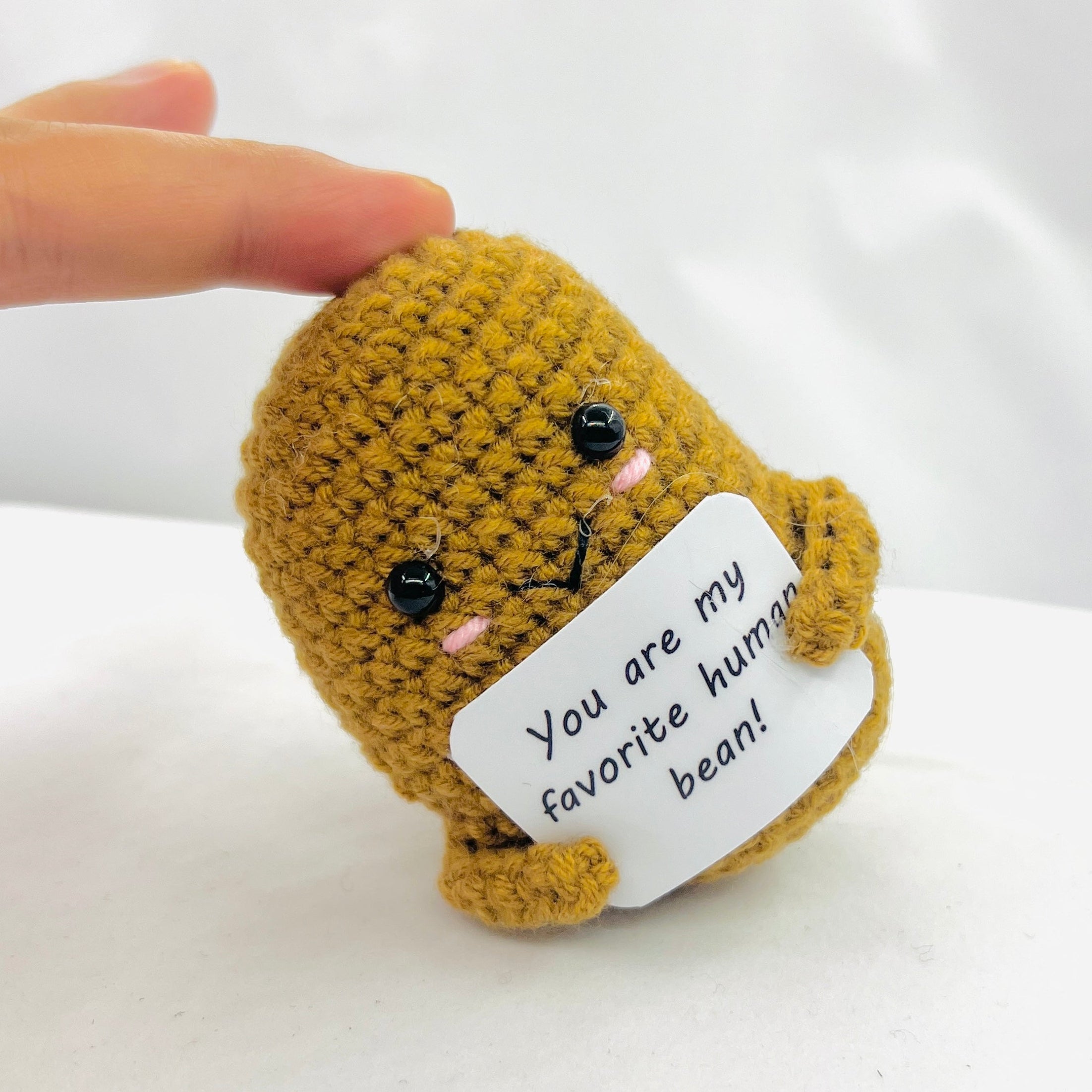 Positive Coffee Bean Crochet Pocket Hug