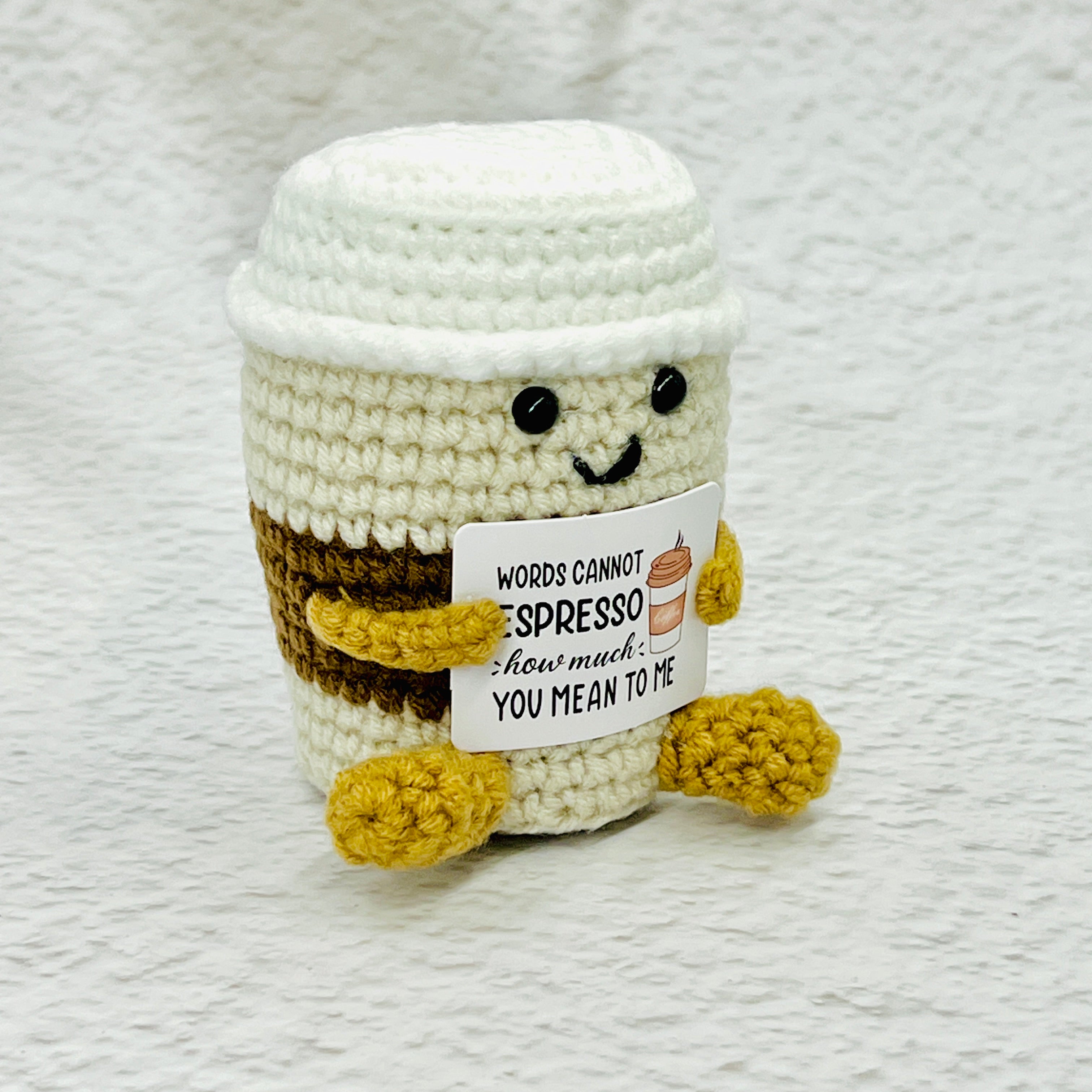 Positive Coffee Cup Crochet Pocket Hug