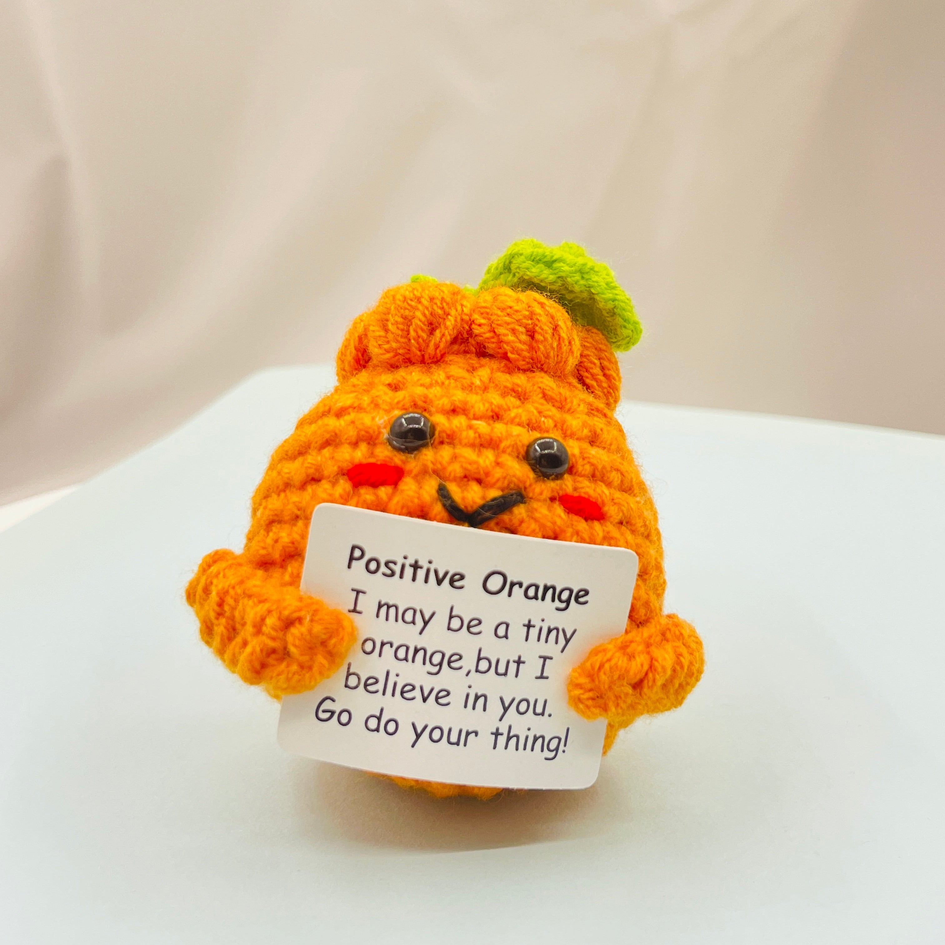 Positive Orange Crochet Pocket Hug