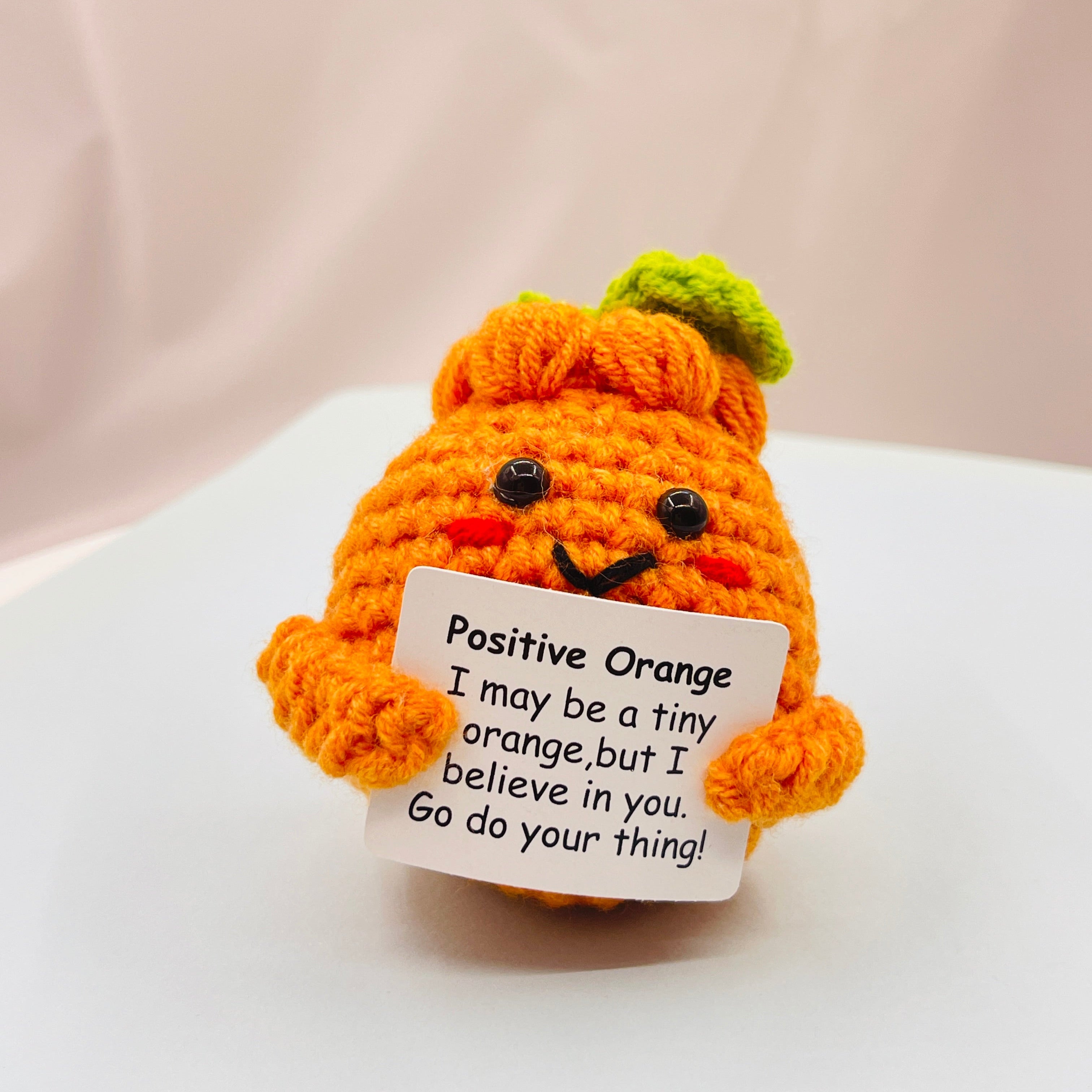 Positive Orange Crochet Pocket Hug